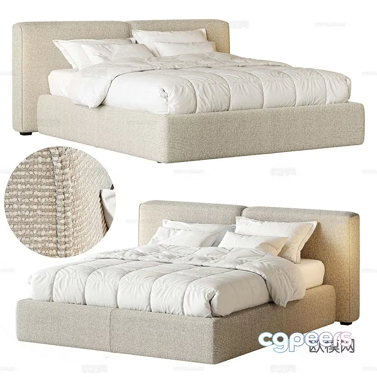 Fabric double bed Creamy double bed Children’s bed Children’s bed B&B Double bed Wasabi wind 3D model