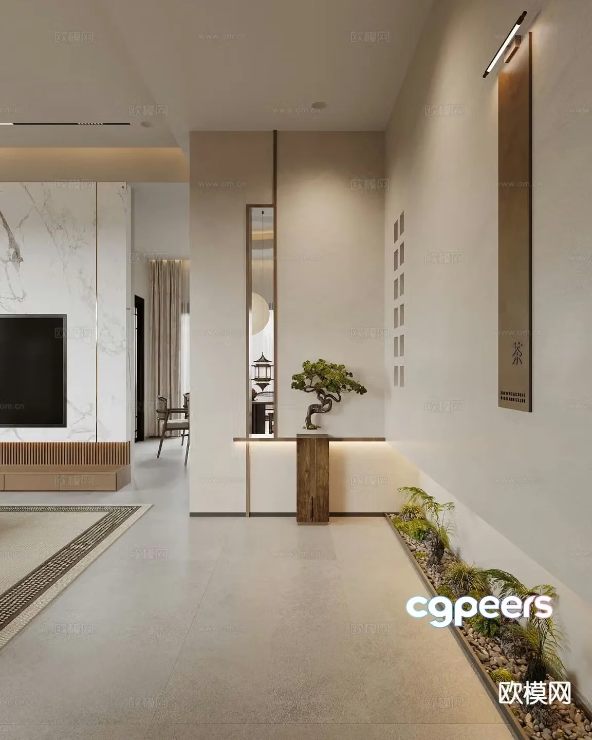 Wabi-sabi style entrance hall 3D model