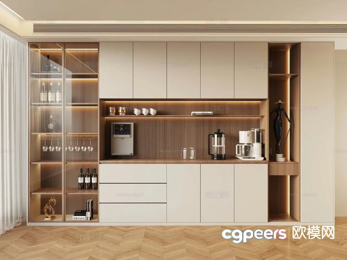Modern wine cabinet sideboard 3d model