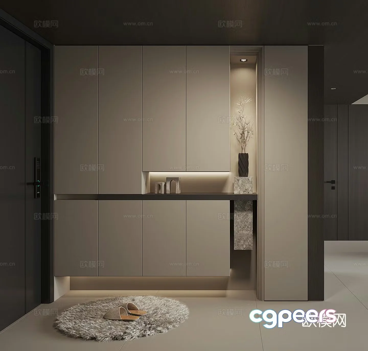 Modern home entrance shoe cabinet integrated cabinet 3D model