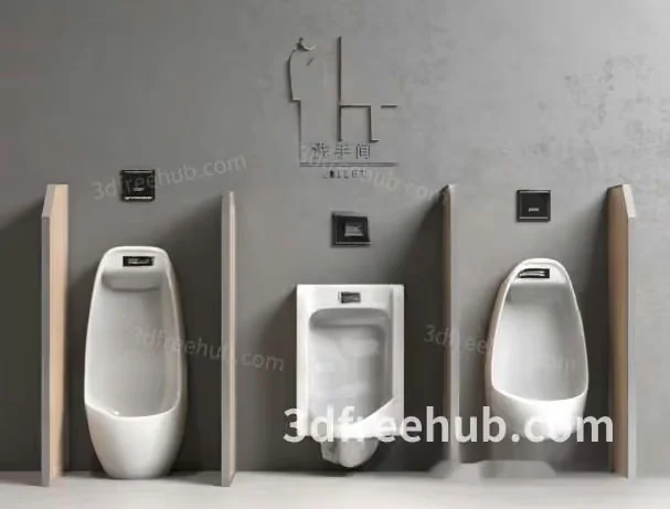 Three Urinals 3D Model – 20562 – VRAY Render