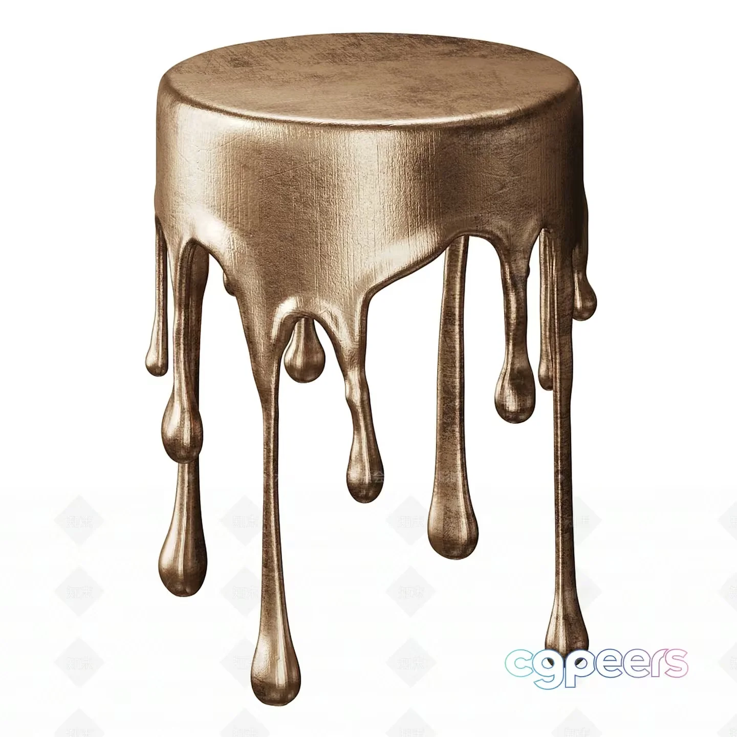 Gold Paint Dripping 3D Model – 1080 – VRAY Render