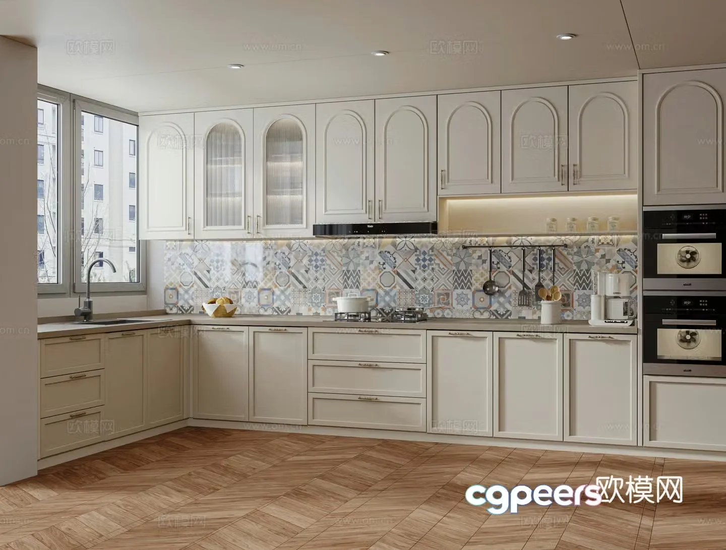 Retro enclosed kitchen 3d model