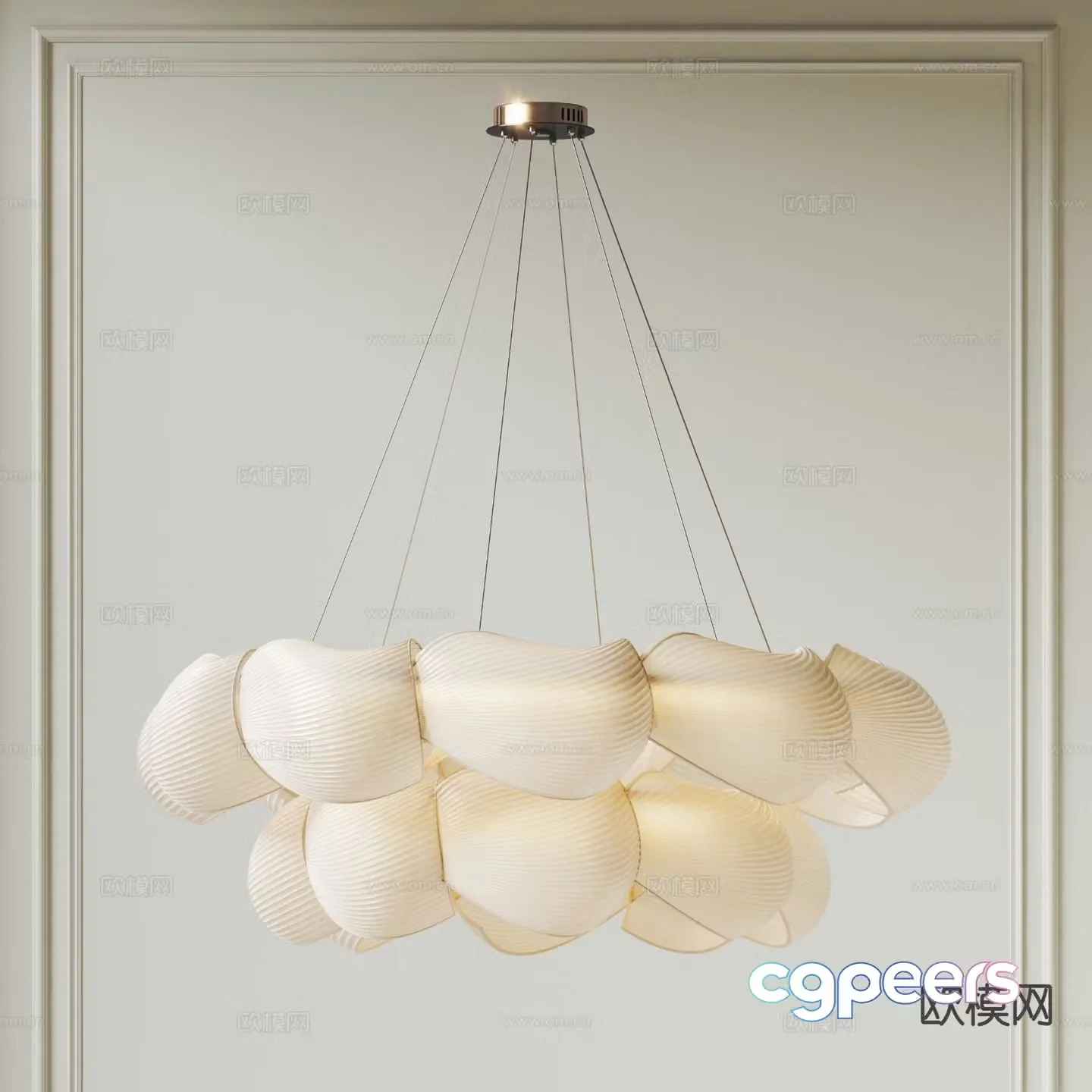 French two-story chandelier ring chandelier 3D model