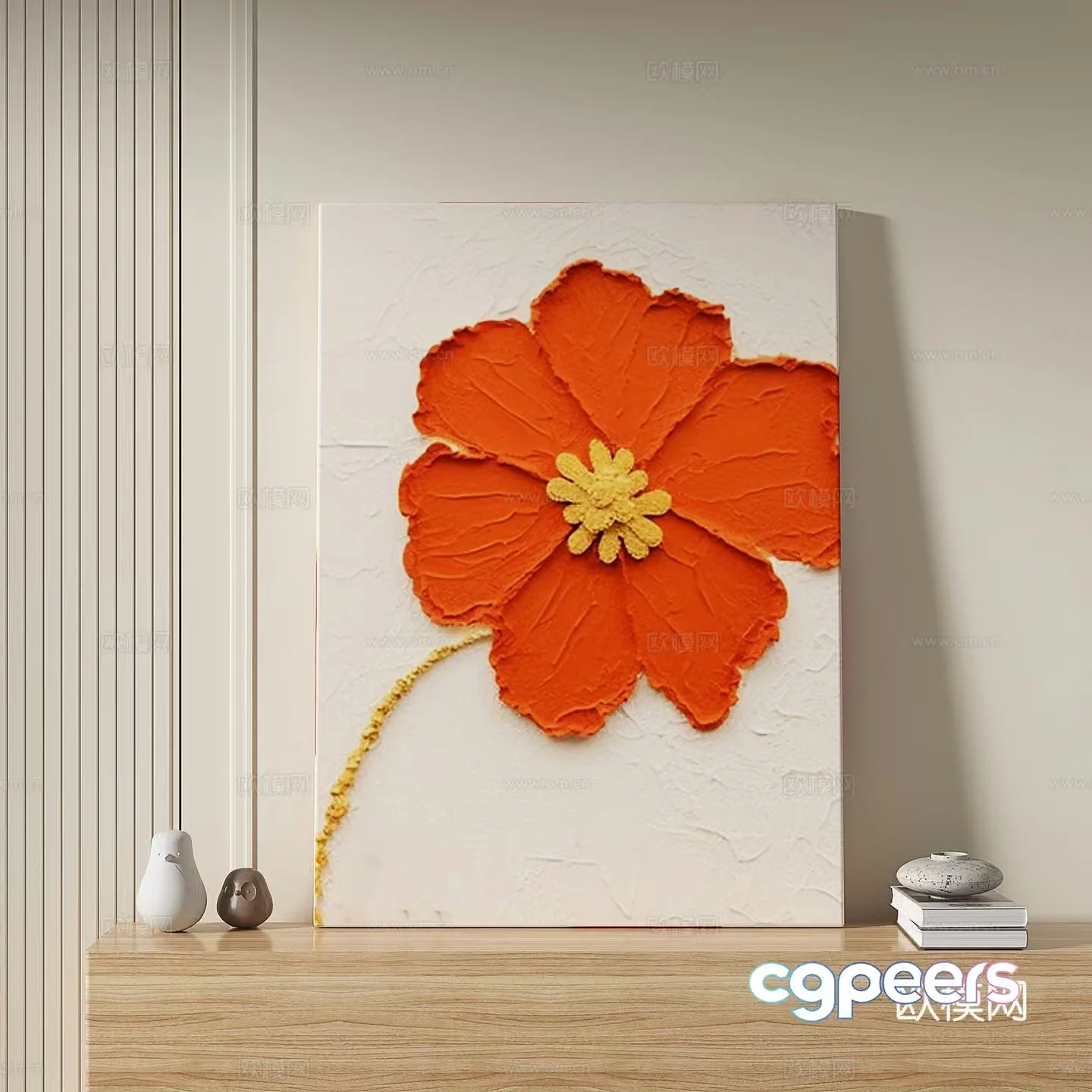 Modern simple light luxury wasabi decorative painting 3d model