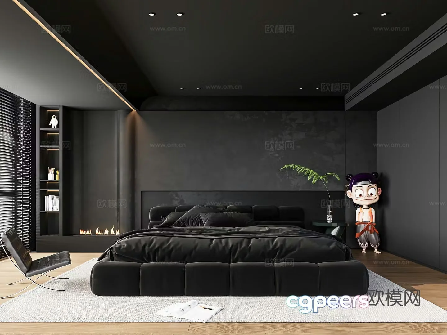 Dark Wind Bedroom 3d Model