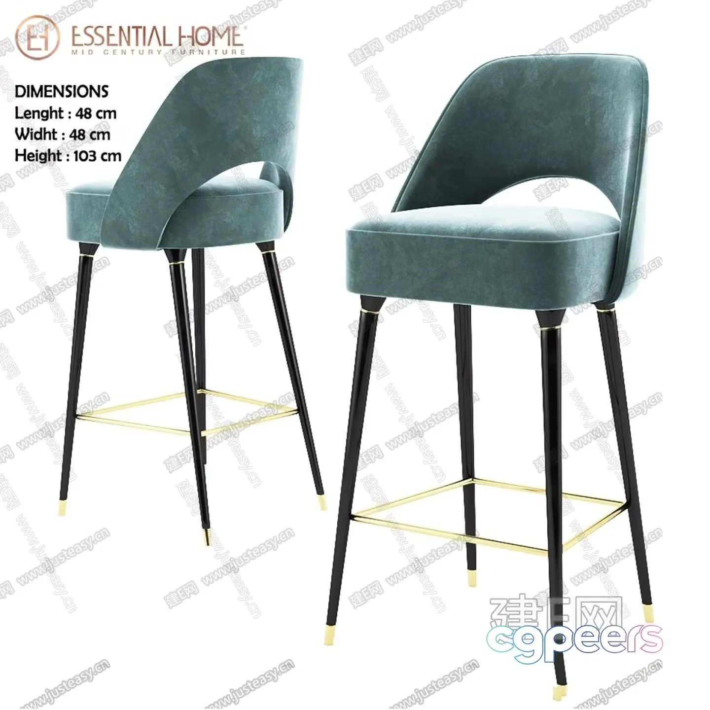 Modern Bar Stool 3D Model – 8329 – VRAY Render