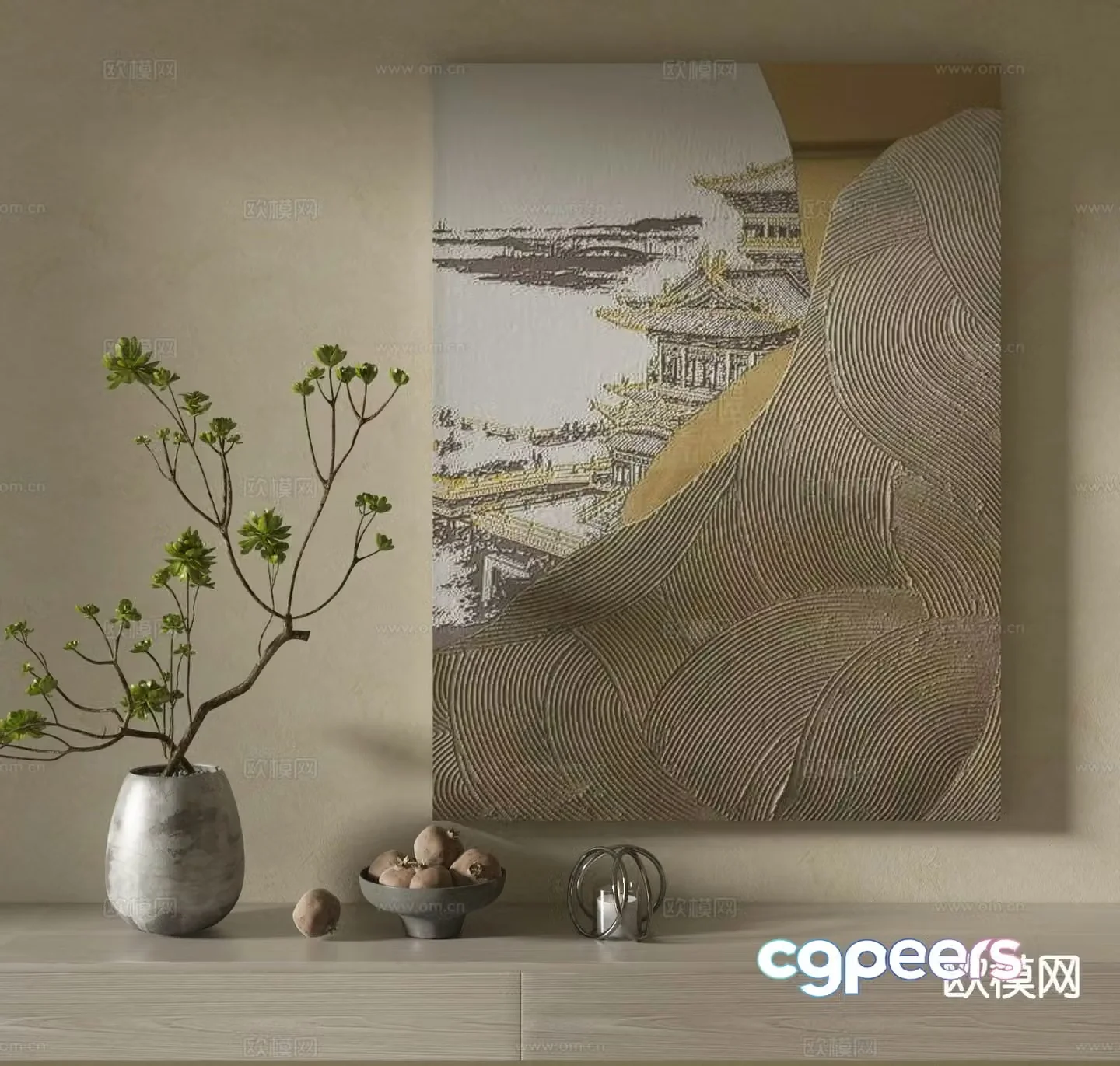 Chinese architectural painting texture decorative painting 3d model