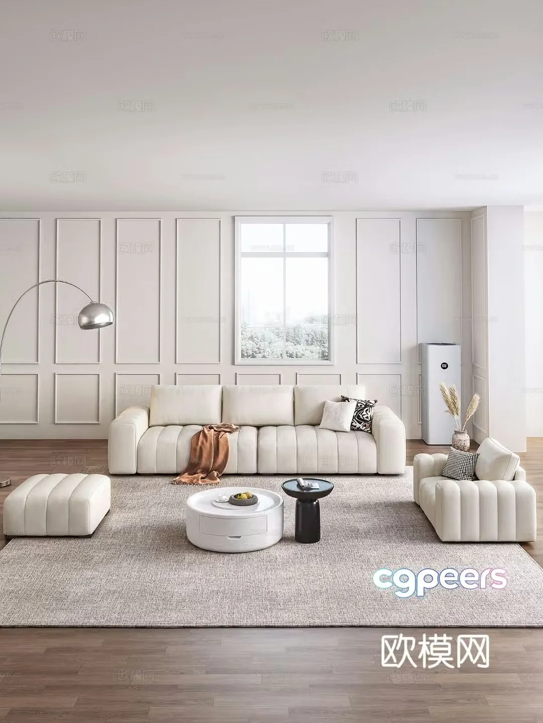 Cream style modular sofa 3d model
