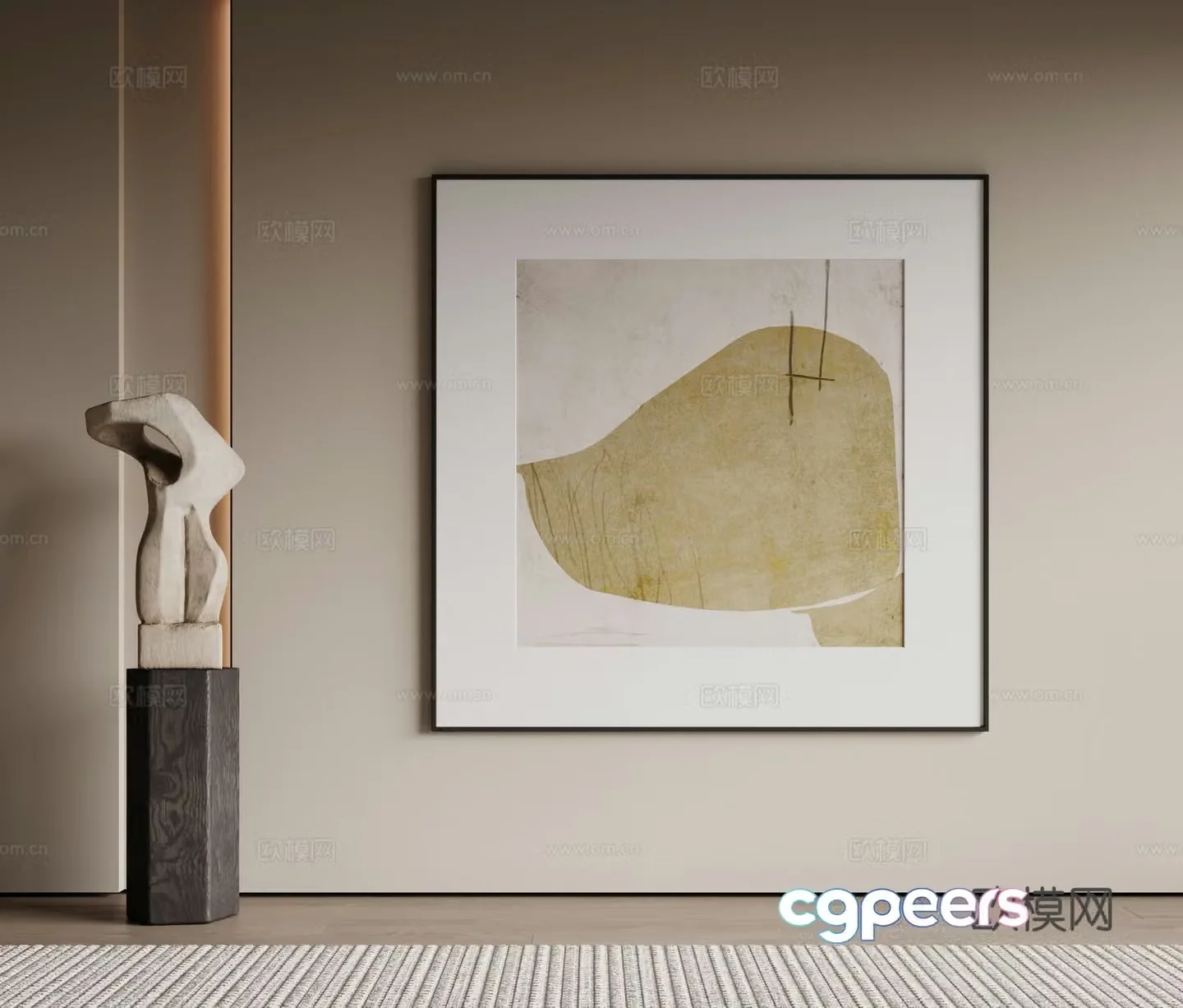 Modern minimalist decorative paintings Waviva medieval style hanging paintings cream style decoration paintings Italian style hanging paintings black and white 3D model