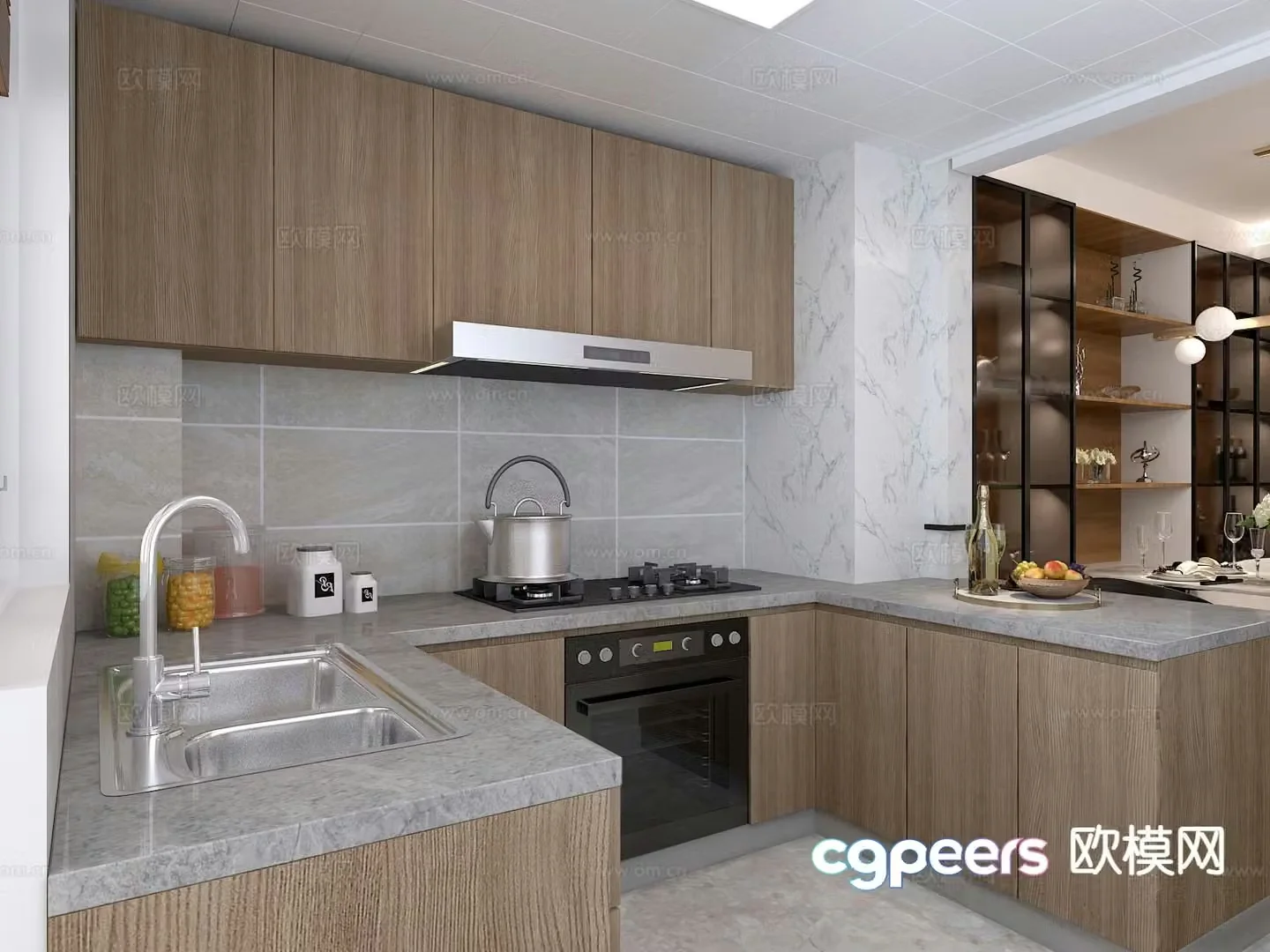 modern kitchen cabinet 3d model