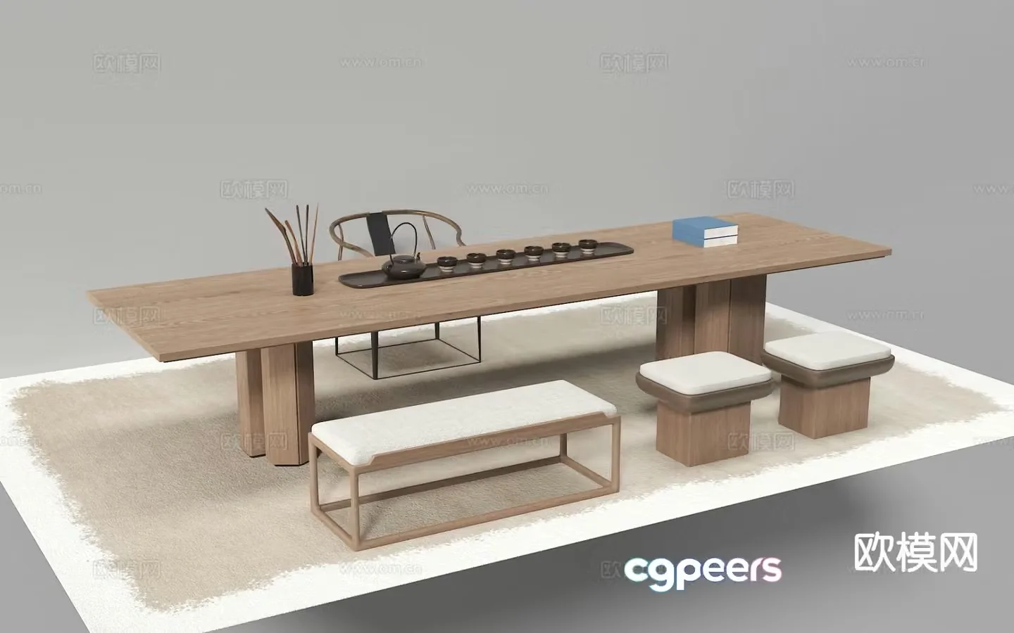 New Chinese style tea table tea table 3d model