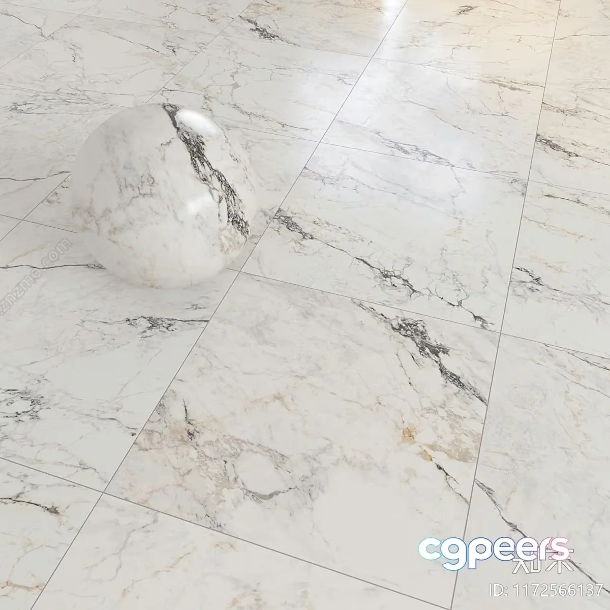 The Single Main Subject Is A Marble Floor With A Marble Sphere 3D Model – 1035 – VRAY Render
