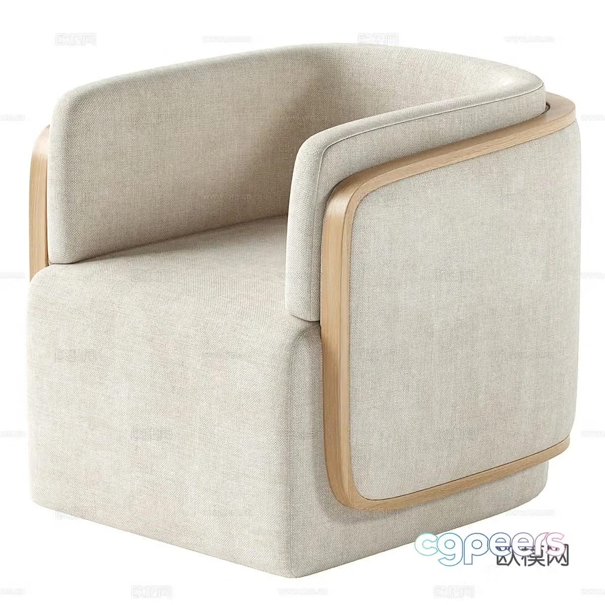 New Chinese single fabric sofa 3D model