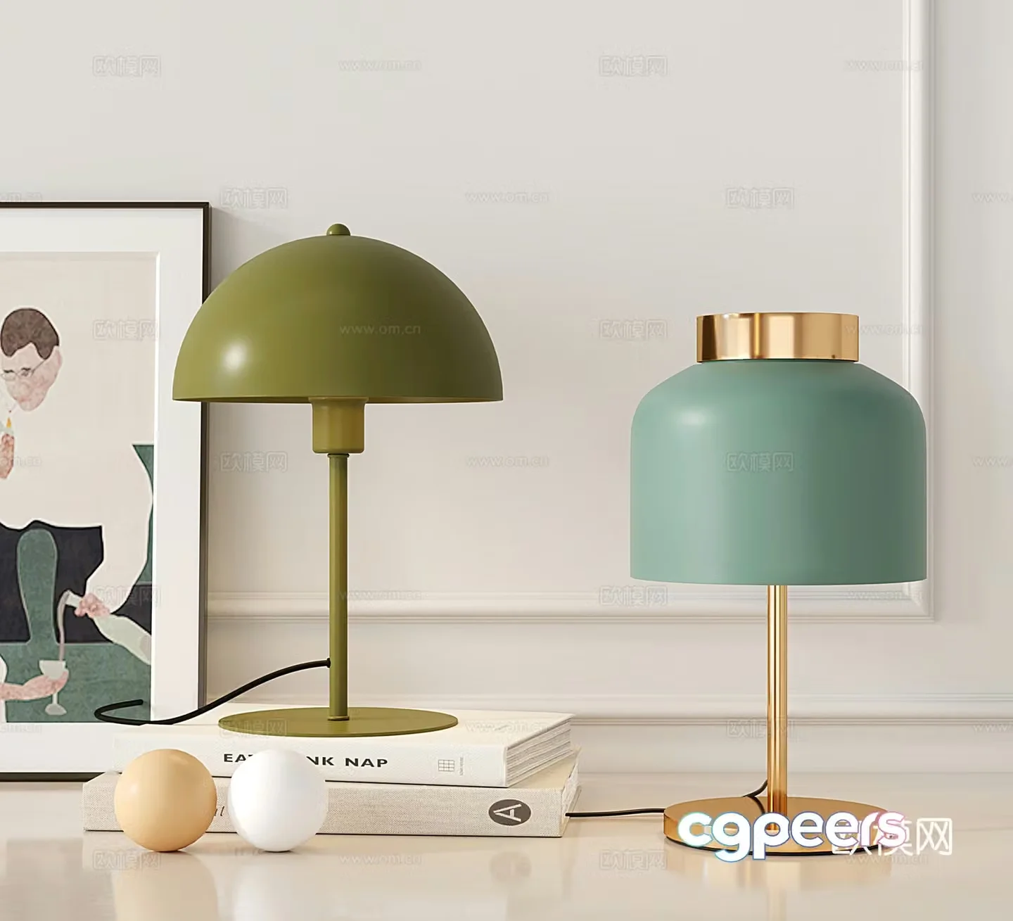 Modern cream wind table lamp Mushroom table lamp Bedside lamp 3D model