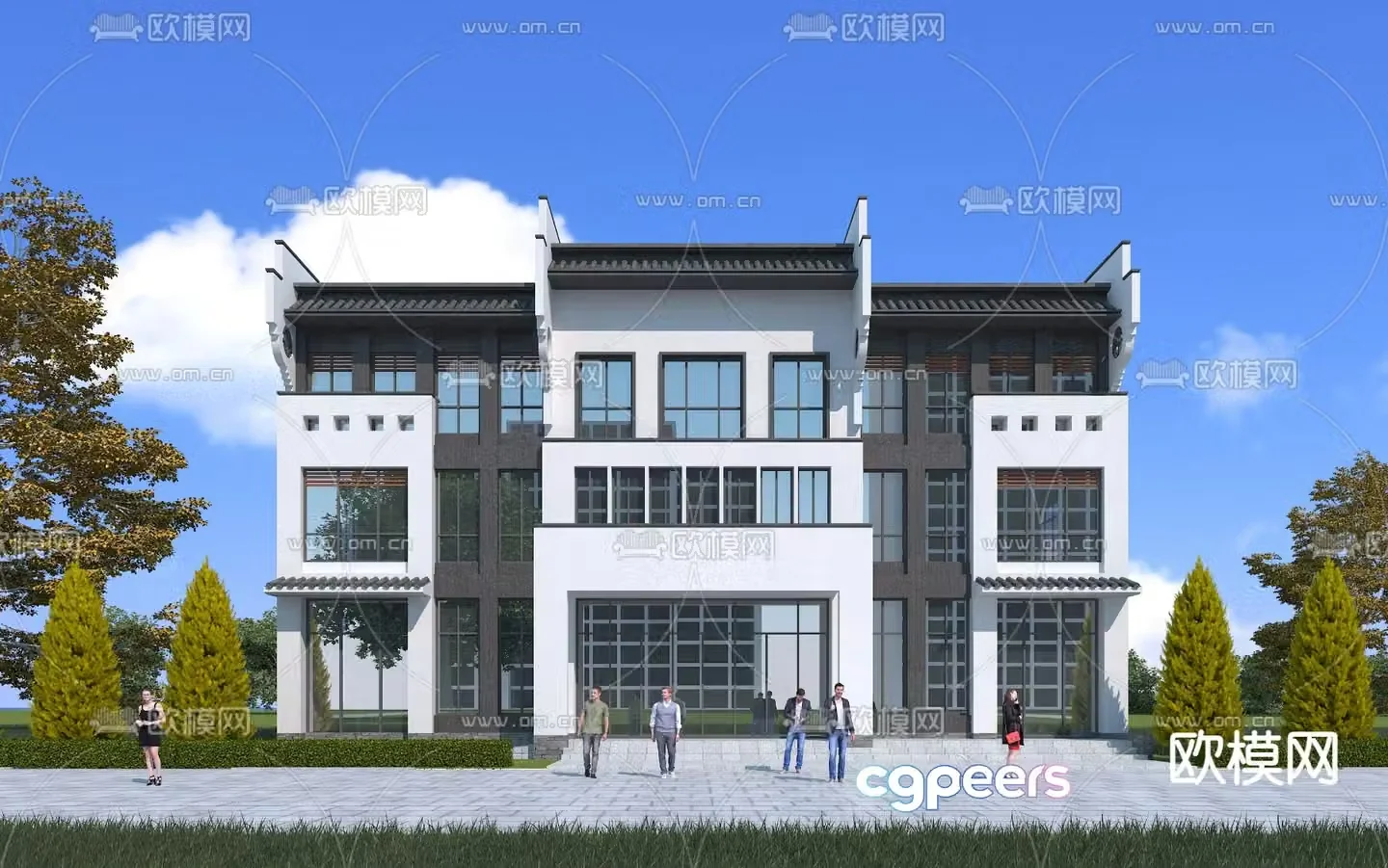 New Chinese style office building 3d model