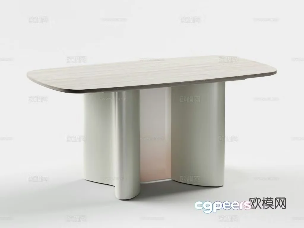 Simple dining table long dining table 3D model