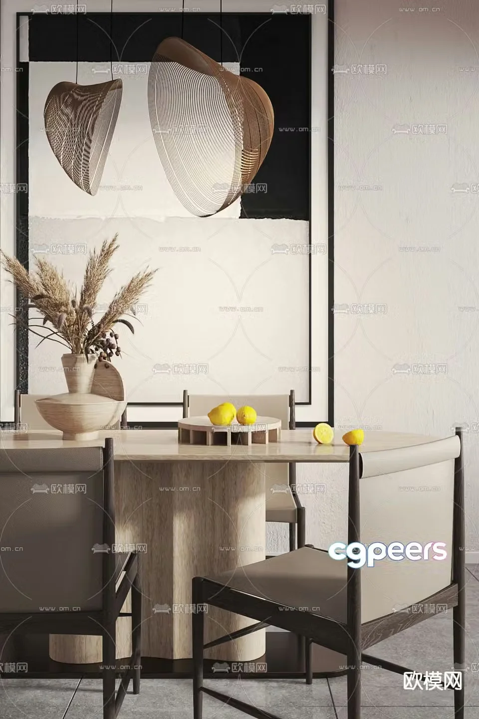 Matrix vertical and horizontal wabi-sabi restaurant 3d model