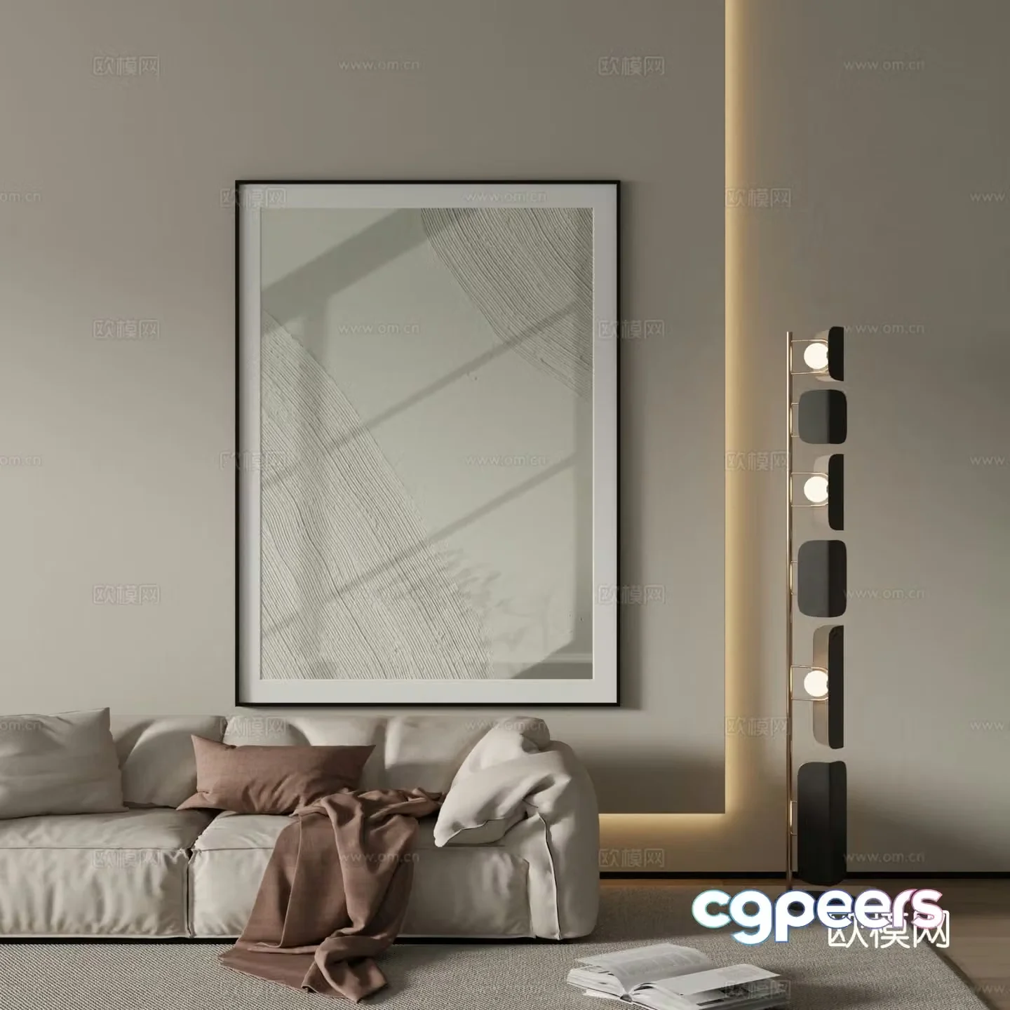Modern decorative paintings texture paintings solid color hanging paintings 3D model