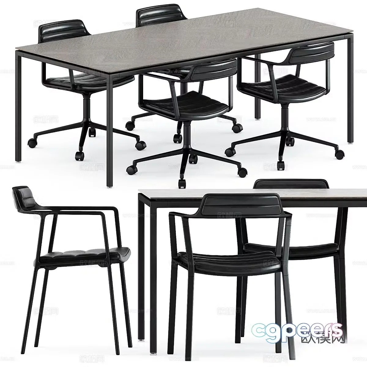 Modern Italian conference table office desk chair 3d model