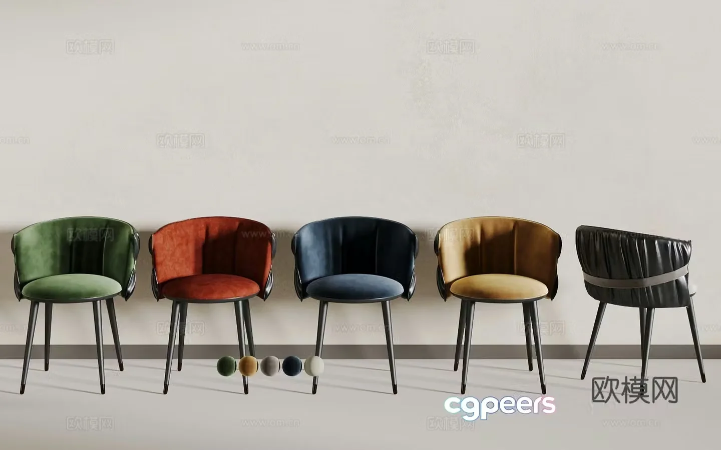 Light luxury dining chair 3D model