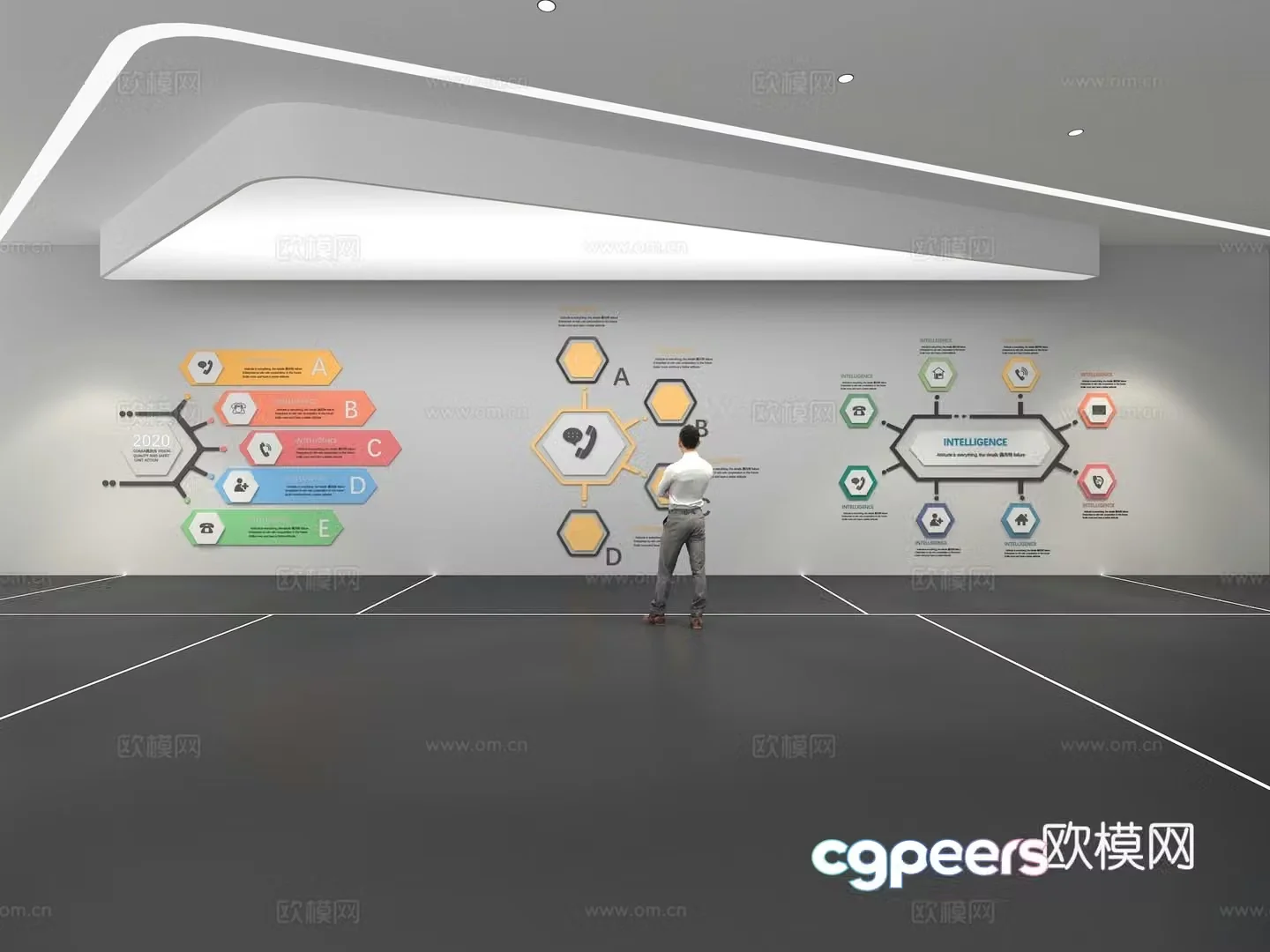 Cultural wall Corporate culture wall Display wall Education Exhibition hall Campus culture Corridor 3D model