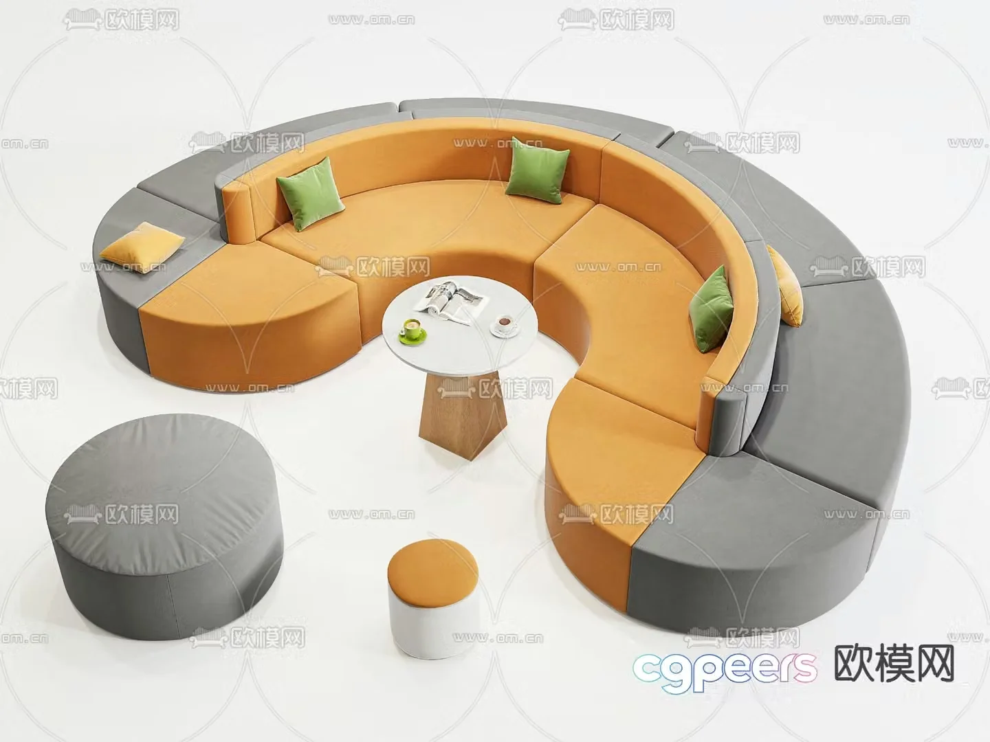 Office sofa lobby sofa public sofa 3d model