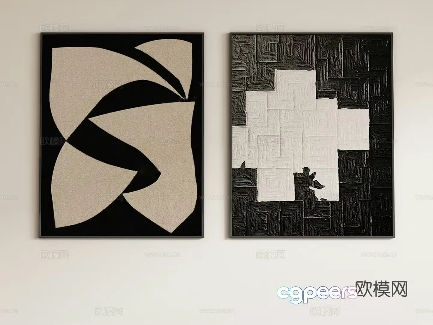 Modern abstract decorative painting hanging painting 3d model