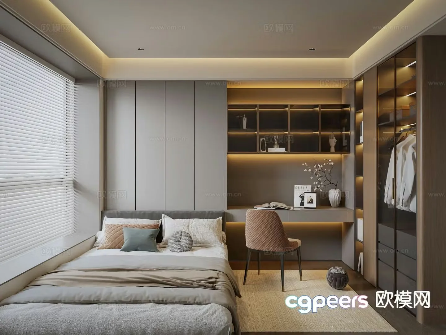 Italian tatami bedroom second bedroom 3D model
