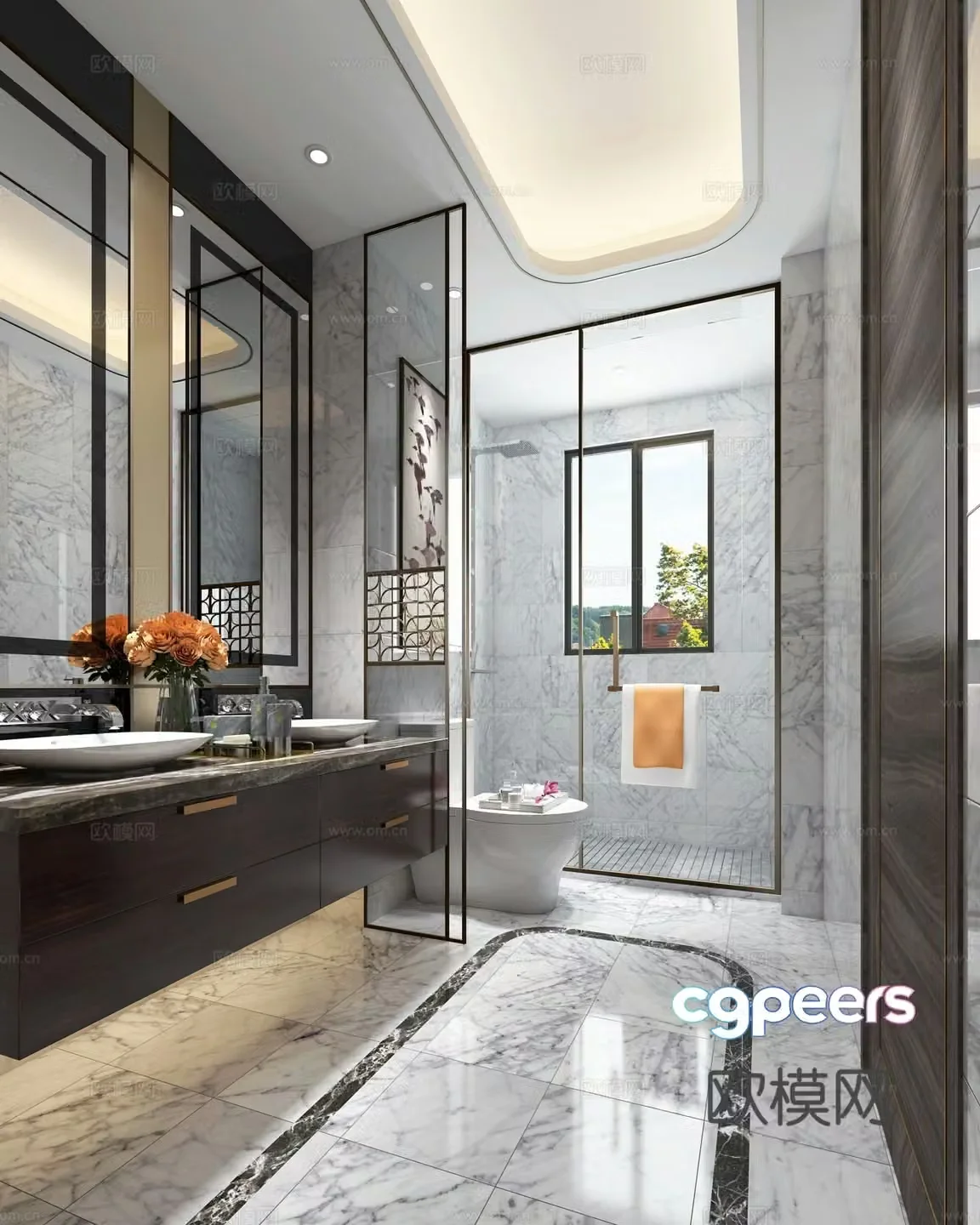New Chinese-style bathroom 3D model