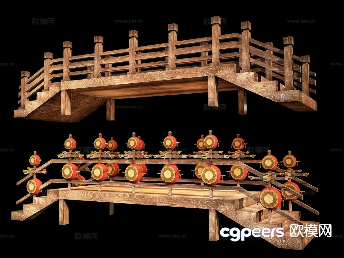 New Chinese style bridge installation Ancient style bridge bridge 3D model