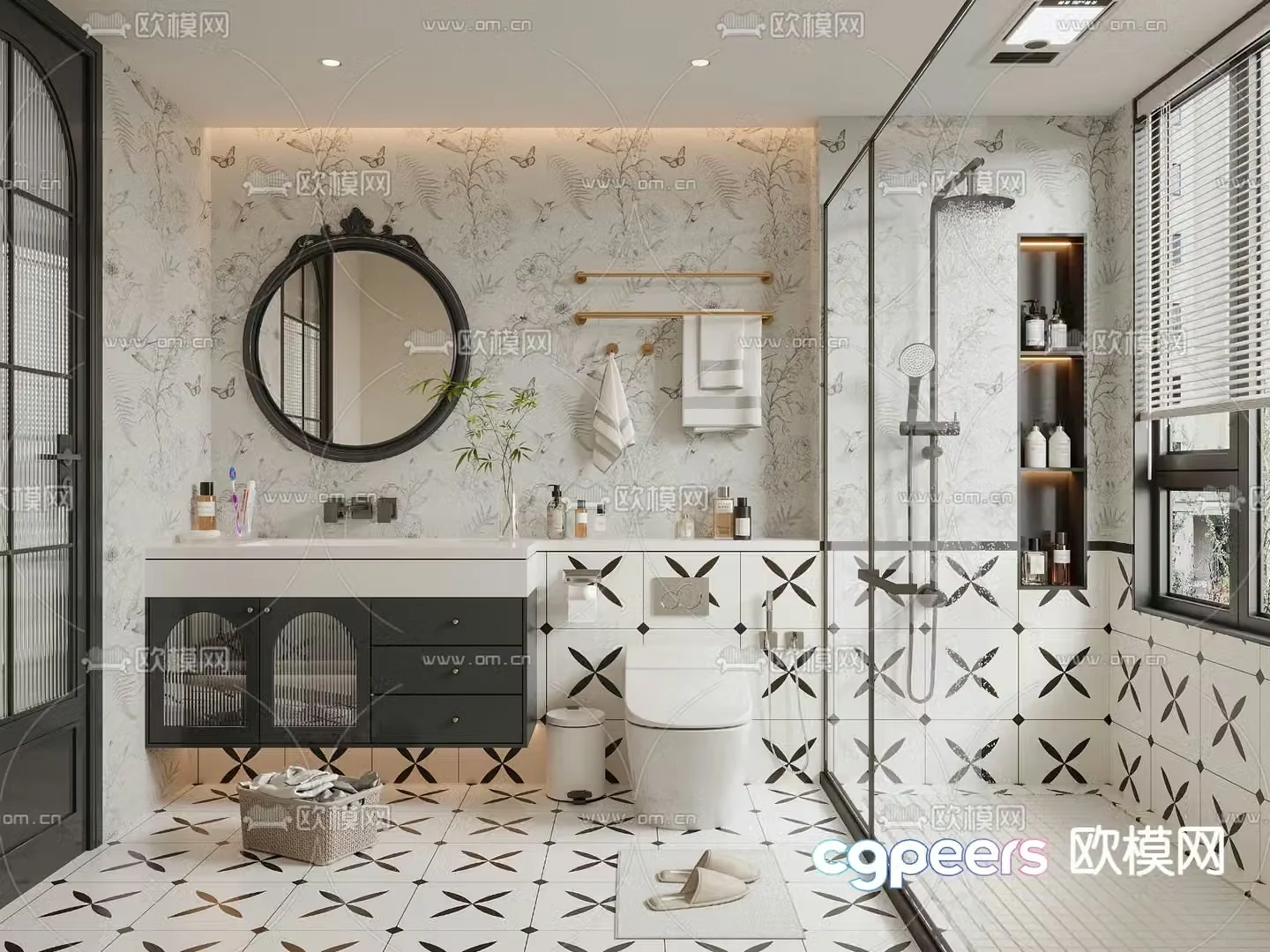 French bathroom bathroom toilet 3d model