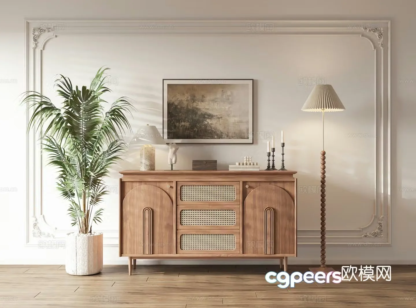 Low cabinet chest of cabinet decorative cabinet side cabinet floor lamp pot countertop ornament bookcase storage cabinet 3d model