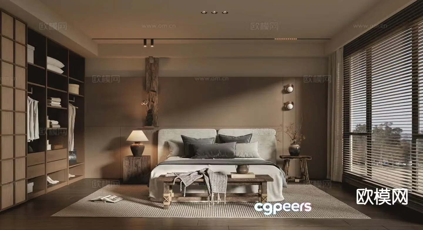 Wabi-sabi style bedroom master bedroom 3d model