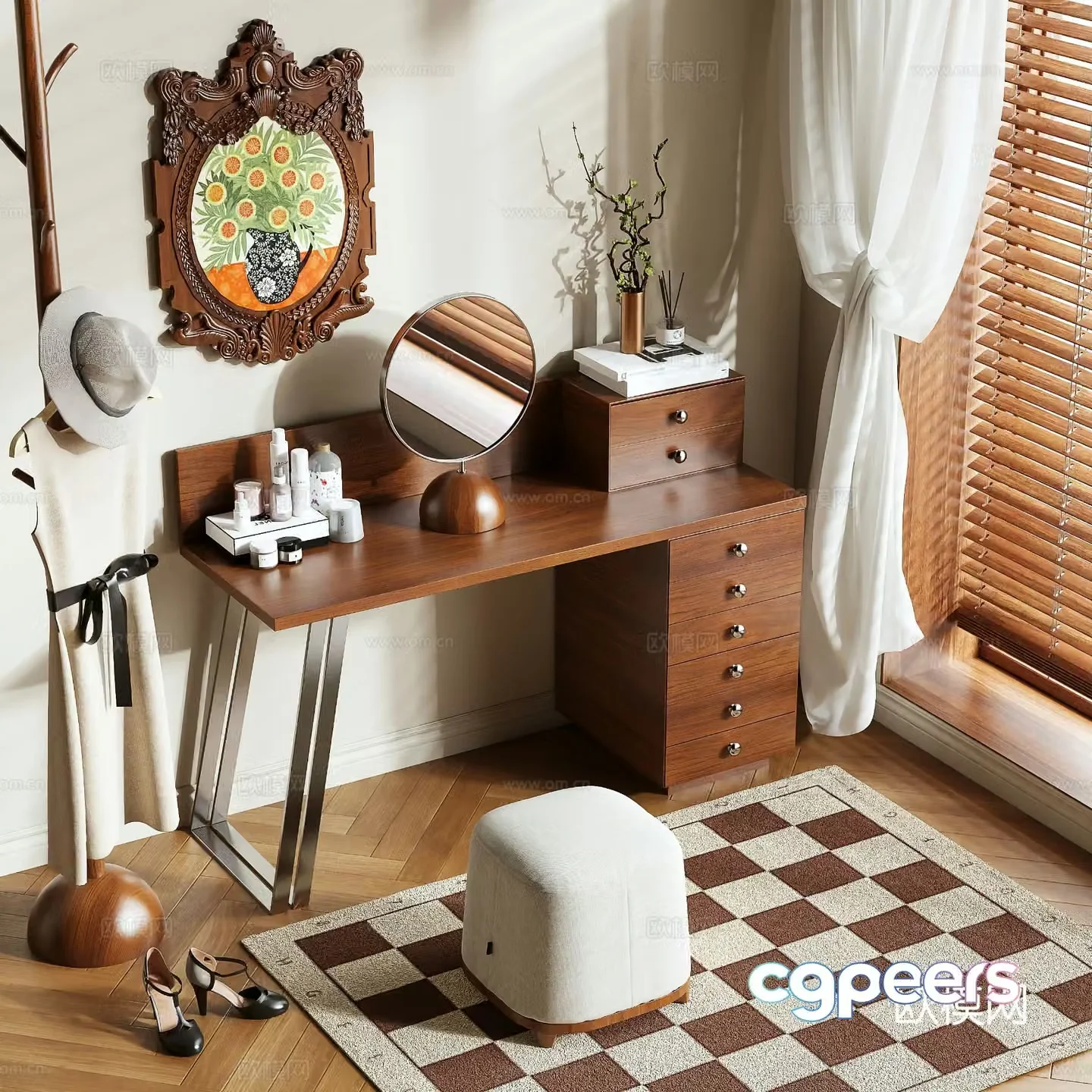 Medieval style dressing table 3d model