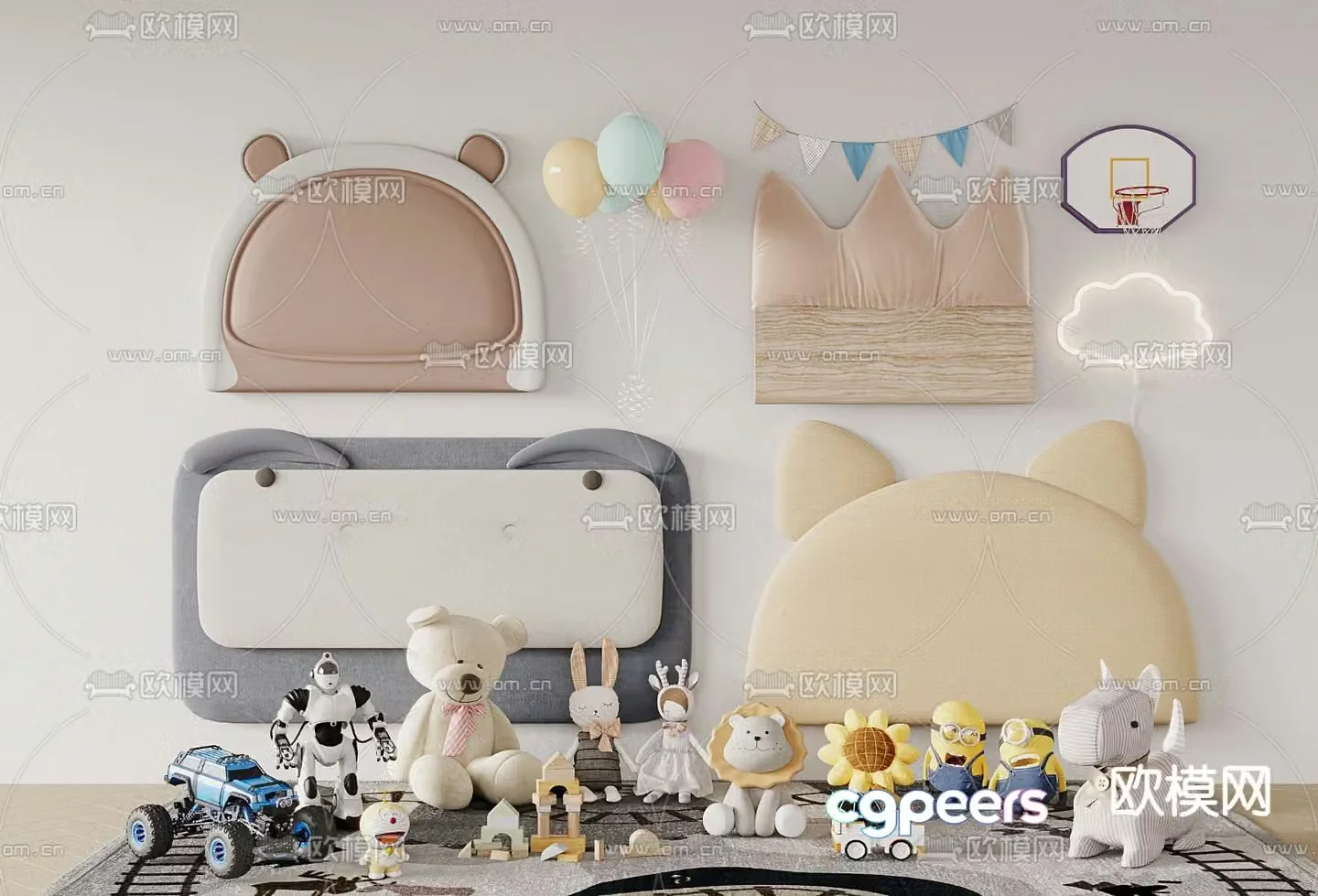 Children’s bed backrest soft bag 3d model
