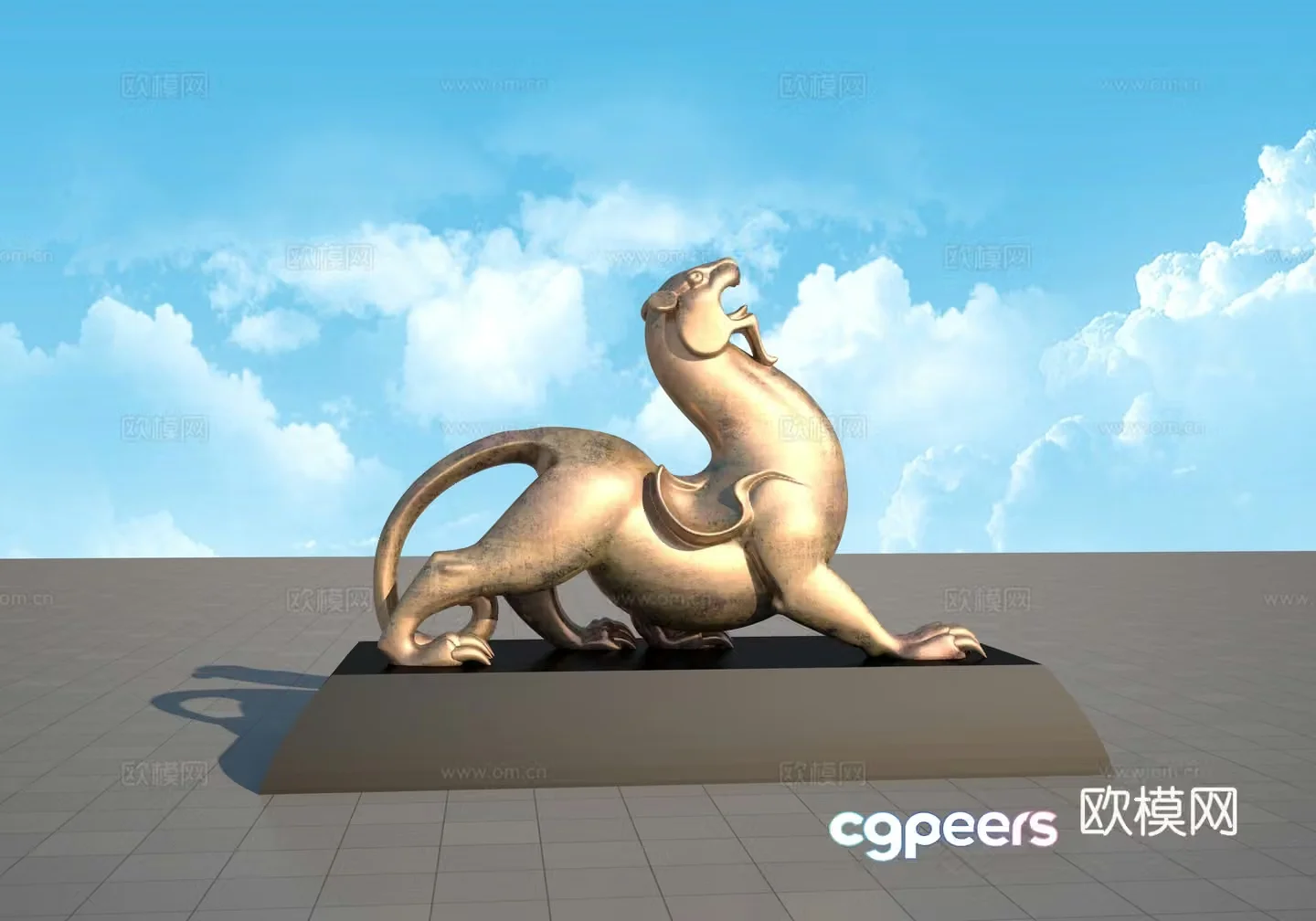 White tiger decoration ornament 3d model