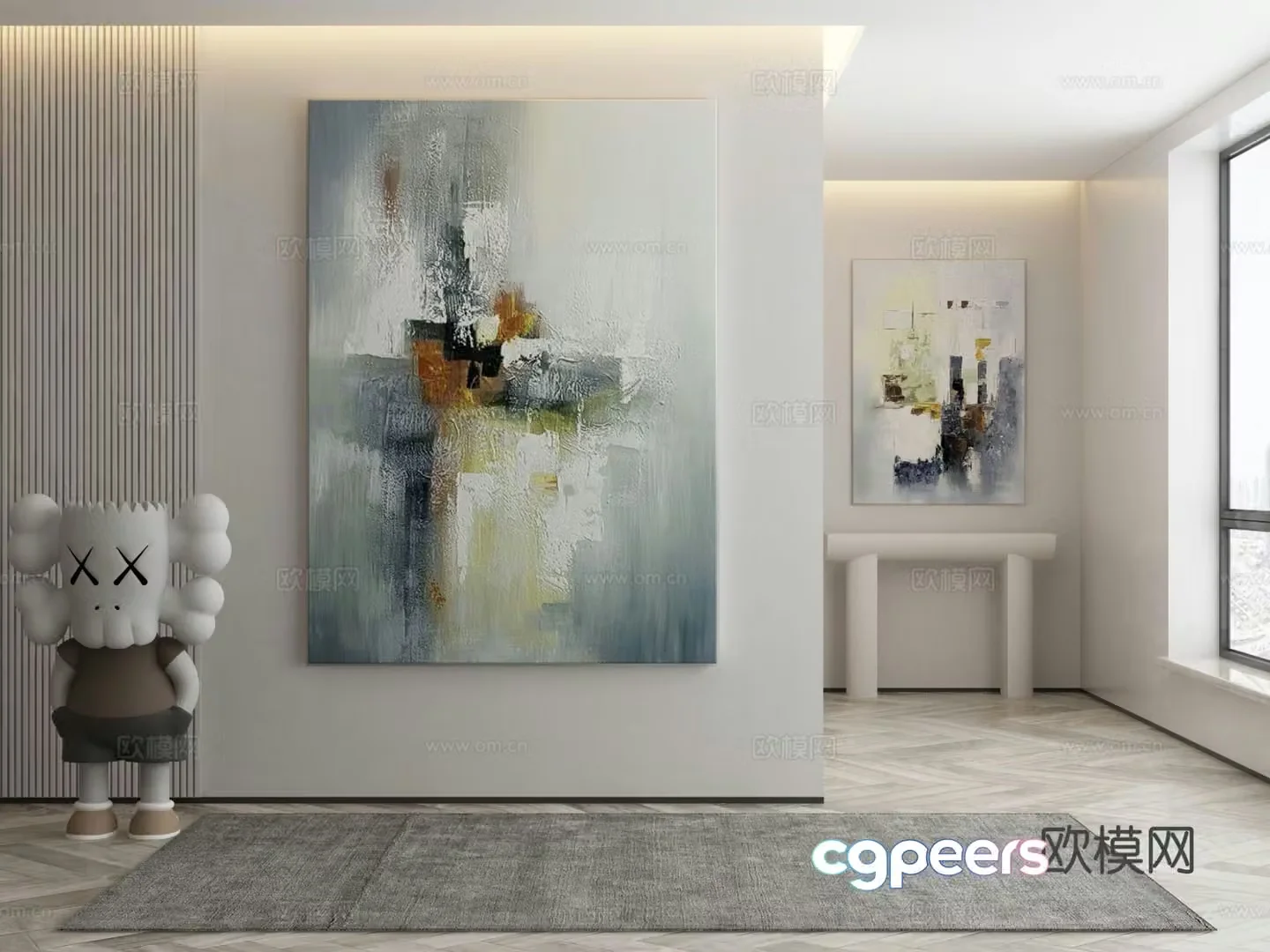 Modern texture painting decorative painting 3d model
