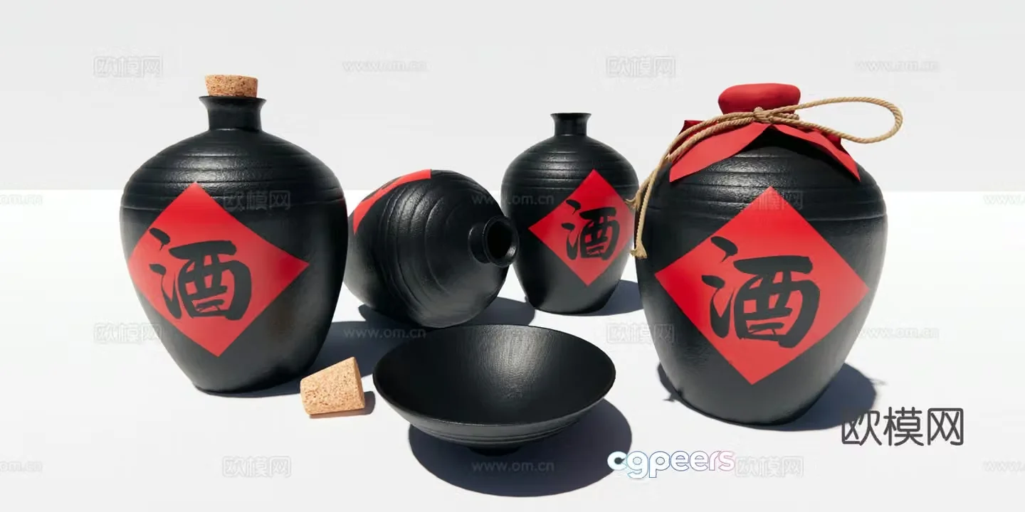 Wine bottle Chinese wine bottle ancient style wine bottle clay pot 3d model