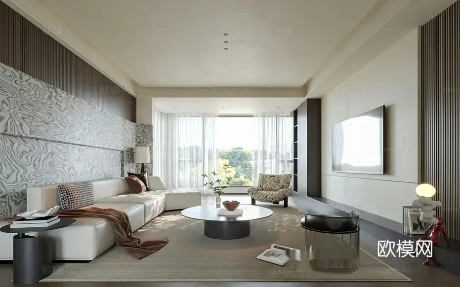 Modern Living Room 3D Model – 20314 – CORONA Render