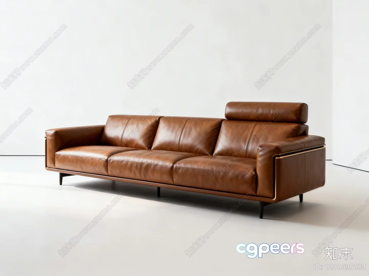 Brown Leather Sofa 3D Model – 3275 – VRAY Render