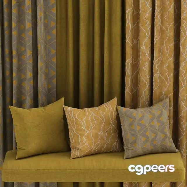 3ds Max Free – set of fabric materials in yellow tones