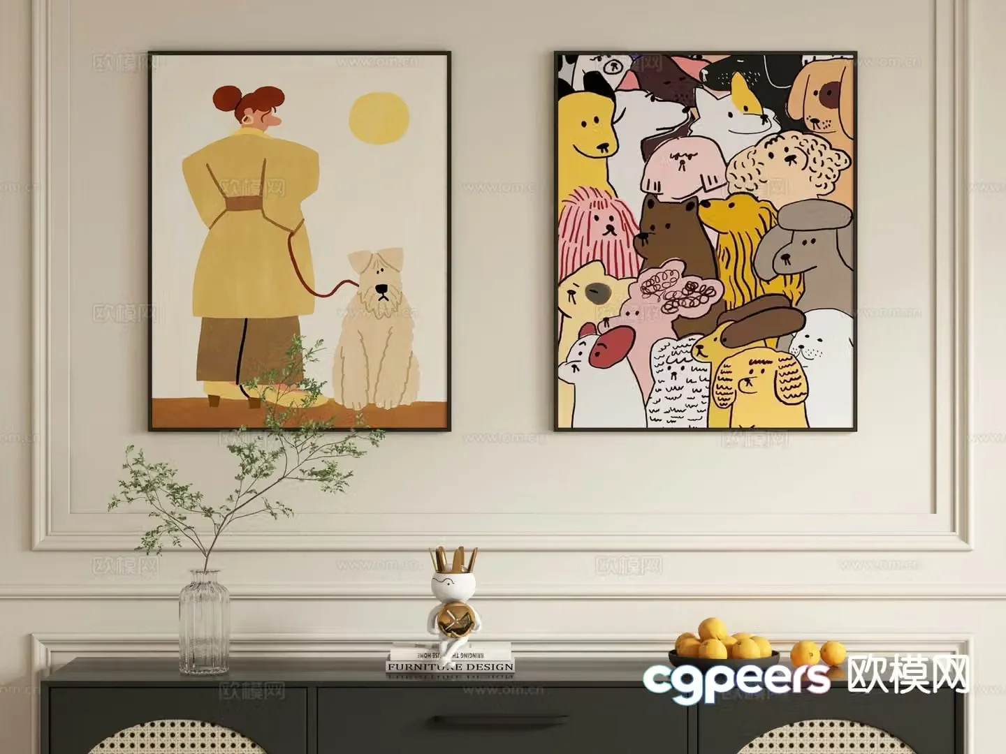 Decorative painting cartoon painting hanging painting 3d model