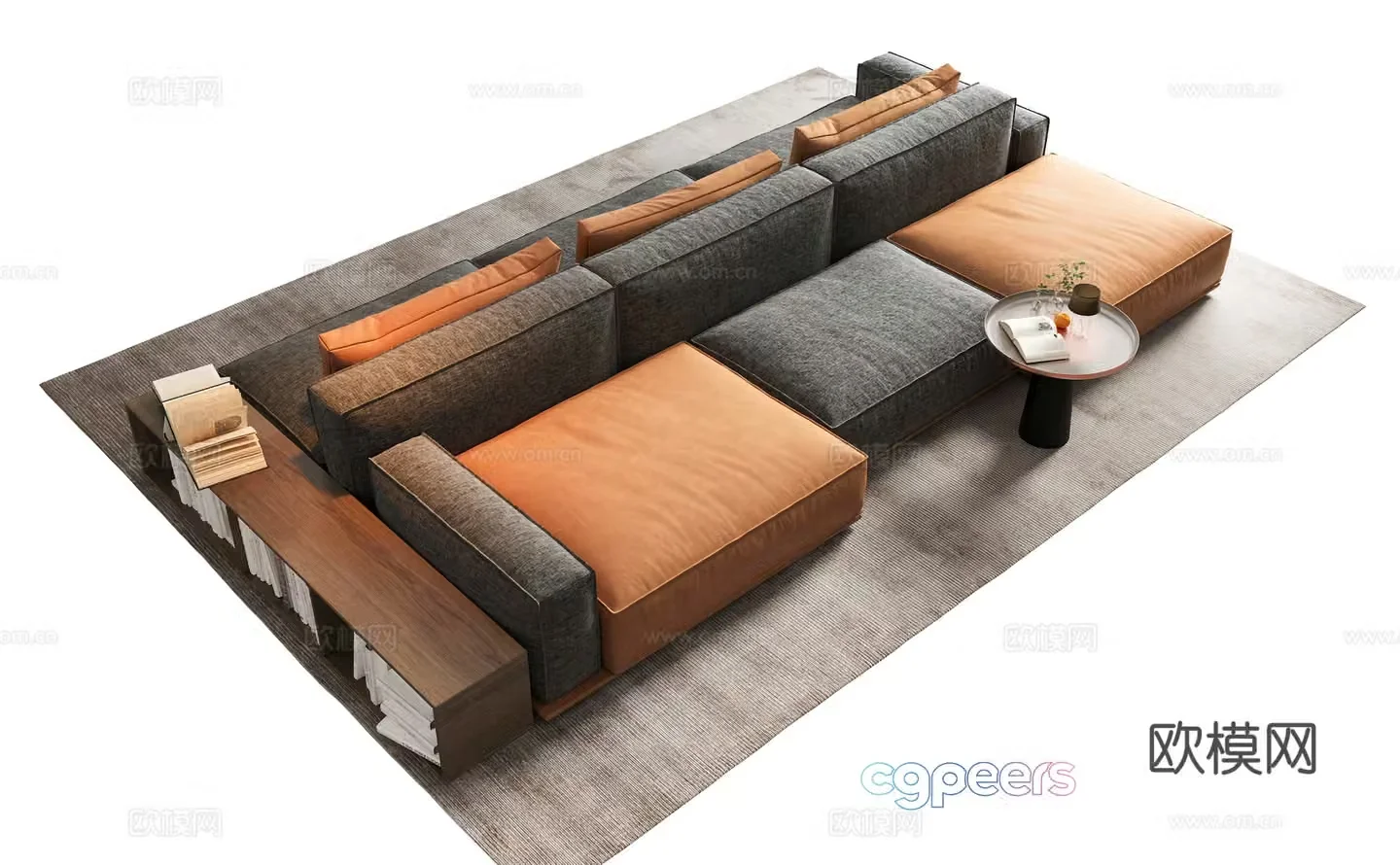 Modern sofa coffee table combination 3D model