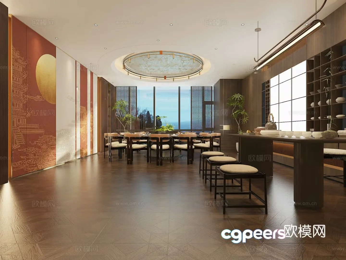 New Chinese style luxury private room 3D model