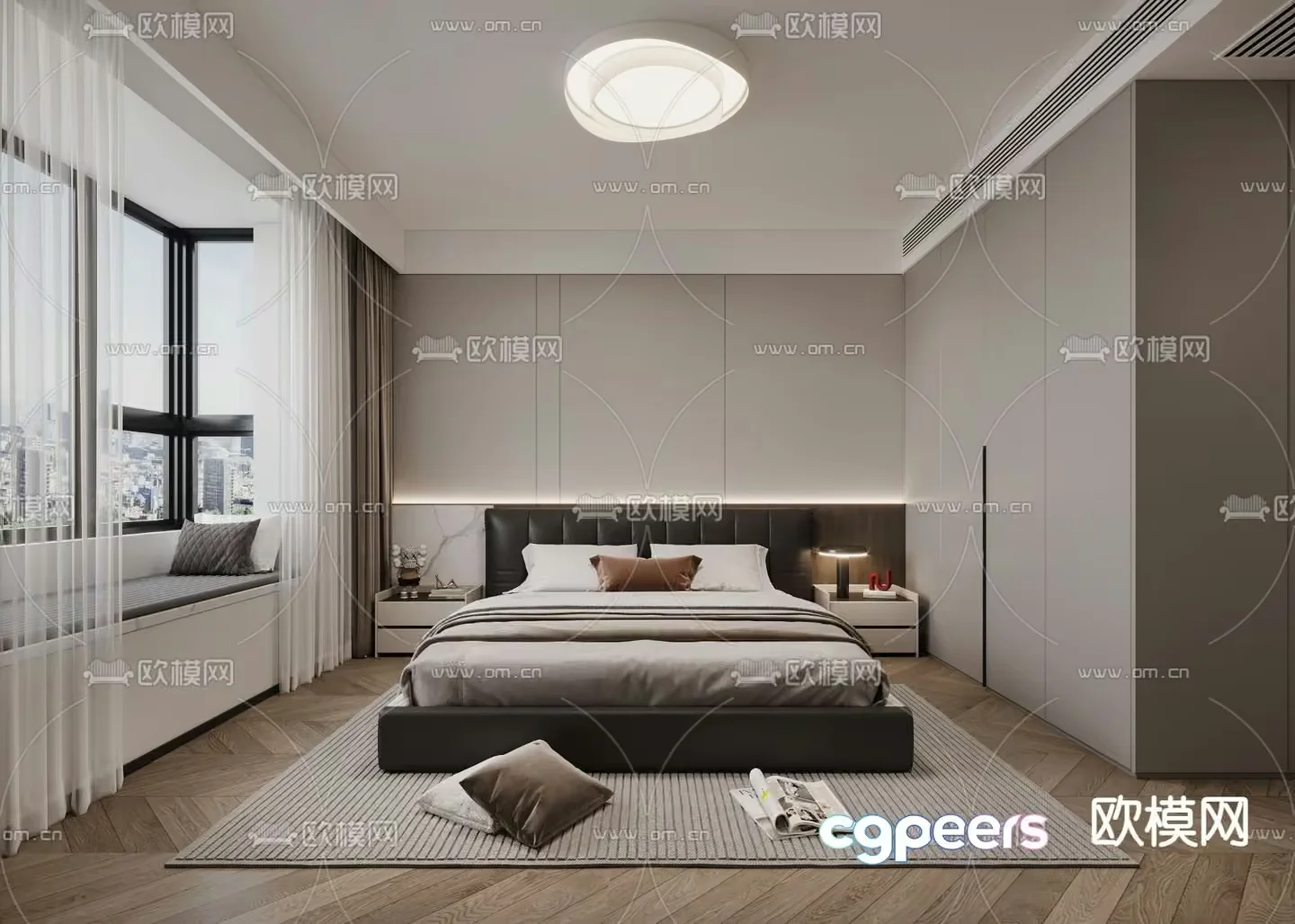 Modern Bedroom Design 3D Model – 5748 – VRAY Render