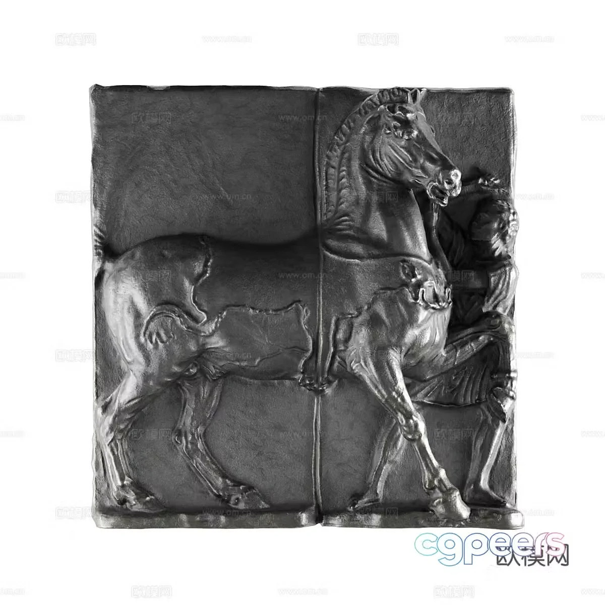 French horse man and human wall relief 3d model
