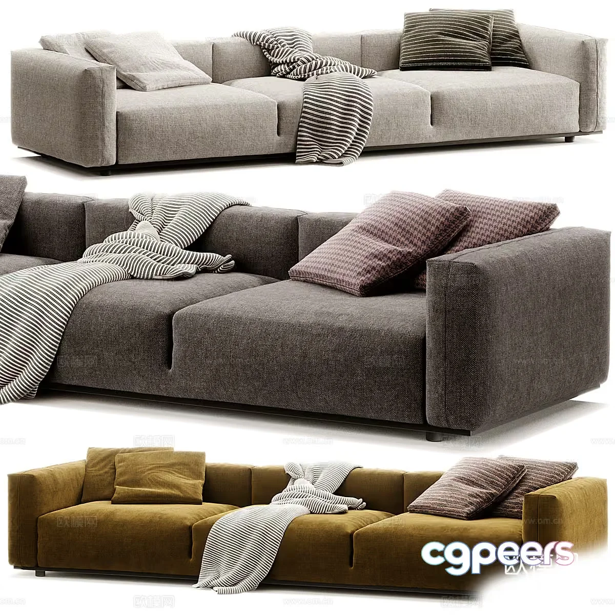 The Image Features A Modern Sofa 3D Model – 12235 – VRAY Render