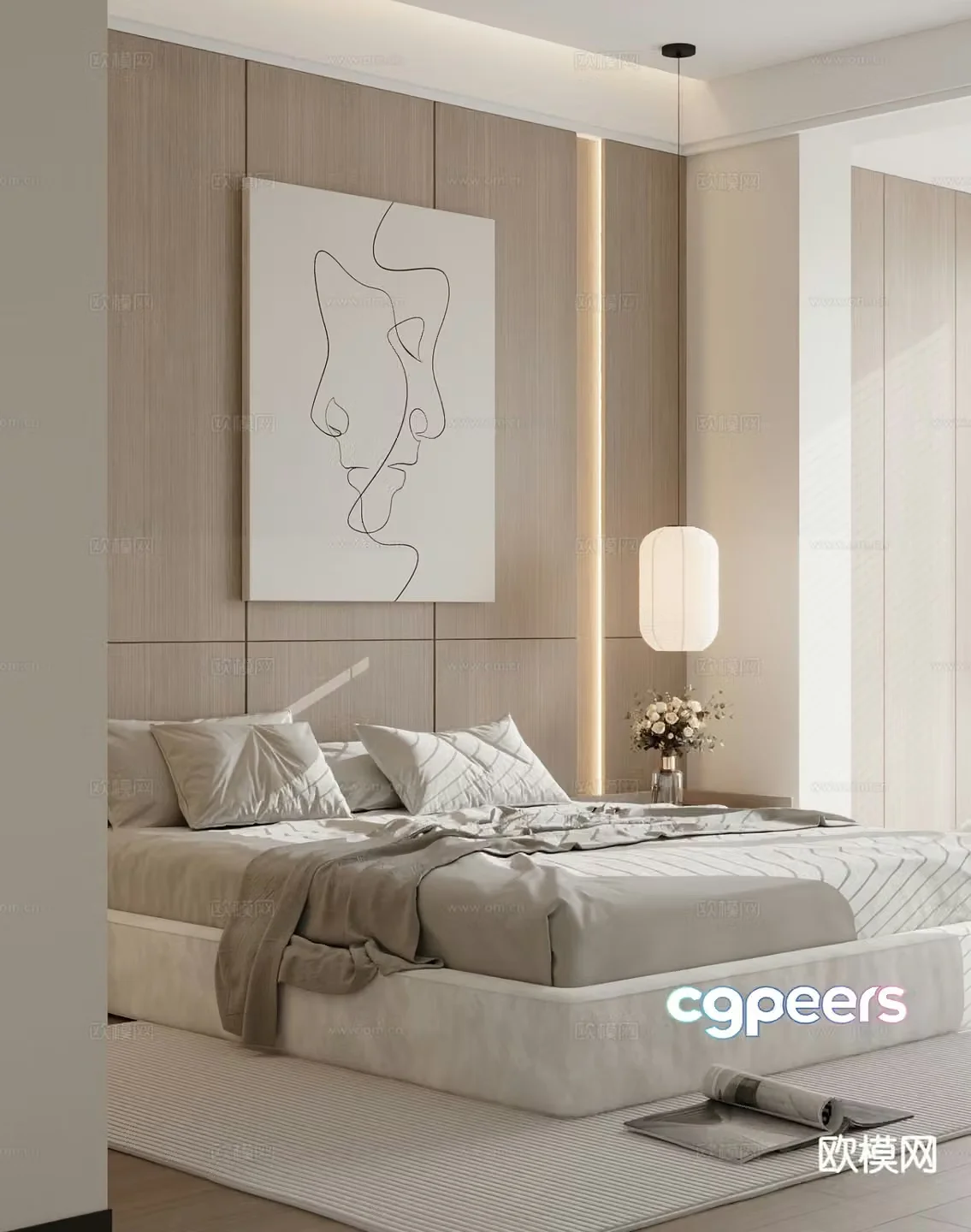 Modern double bed 3d model