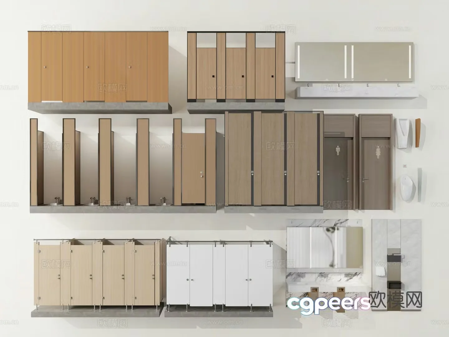 Public toilet door Public toilet toilet door Urinal bathroom cabinet Bathroom door 3D model
